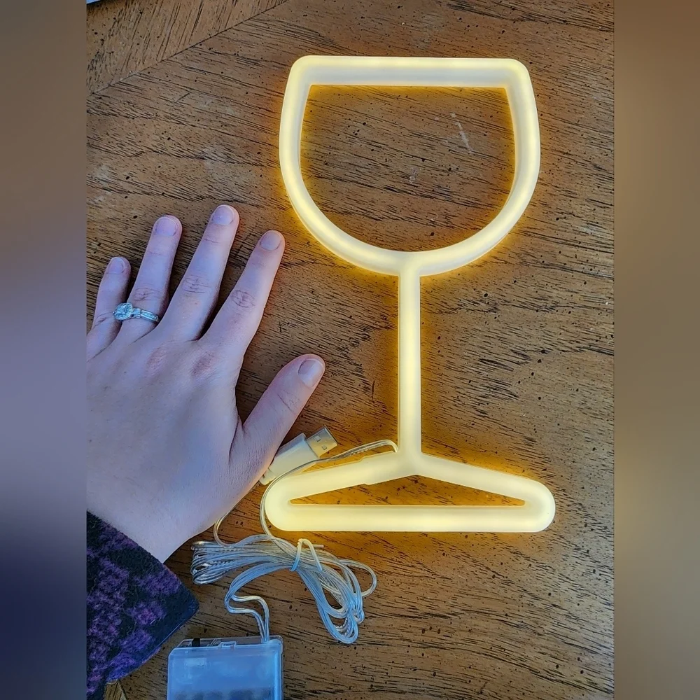 Wine Glass Neon Sign Warm White 5.9